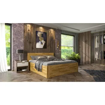 Postel Dřevěná postel Amien, provedení box, masiv dub, D1, 160x200 cm