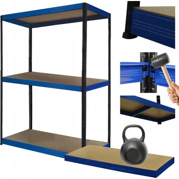 Dílenský regál Kovový regál do garáže a skladu HELIOS 106x120x30 cm, 3 police, nosnost 175 kg na polici