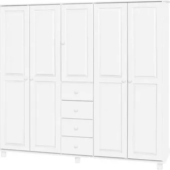 Šatní skříň Dřevěná skříň 5 dvéřová - bílá-IDN