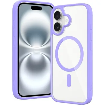 Pouzdro na mobilní telefon JP MagFit Clear MagSafe obal s N52 magnetem, iPhone 16, fialový