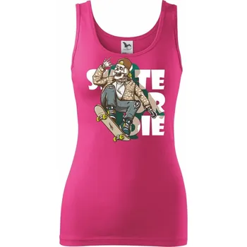Dámské tričko Skull riding skateboard - Dámské tílko - S ( Purpurová )