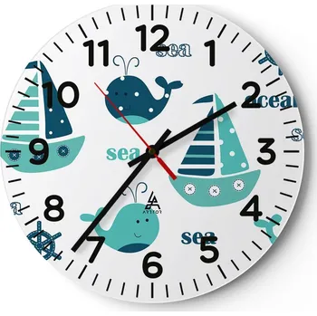 Hodiny Kuchyňské nástěnné hodiny 30x30 Pro Děti Moderní skleněné hodiny Tiché