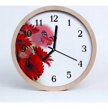 Hodiny Nástěnné quartzové hodiny s plynulým chodem Gerbera Květiny 20 cm