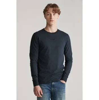 Pánské oblečení TRIČKO GANT SLIM 3D LOGO LS TSHIRT BLACK