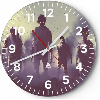 Hodiny Nástěnné hodiny do obýváku 40x40 Zombie Kulatý Skleněné hodiny Loft Tiché