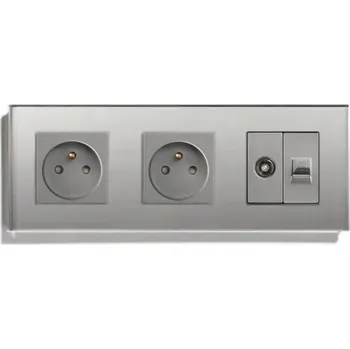 Elektrická zásuvka ELEKTRICKÁ ZÁSUVKA SKLENĚNÁ TROJITÁ TV/INTERNET RJ45 CAT 6