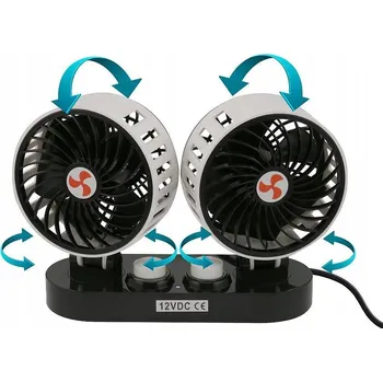 Domácí ventilátor AUTOMOBILOVÝ VENTILÁTOR 360° DVOJITÝ NASTAVITELNÝ TICHÝ DO KOKPITU 12V