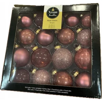 Vánoční dekorace Sady vánoční koule na stromeček 34 ks růžové