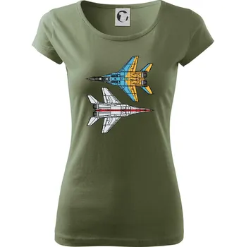 Dámské tričko Mig 29 Fulcrum ze spoda a ze zhora - Dámské triko Pure - L ( Khaki )