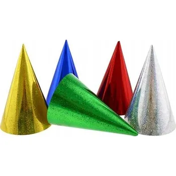 Party dekorace Narozeninové čepičky BAREVNÉ HOLOGRAFICKÉ - 5 ks