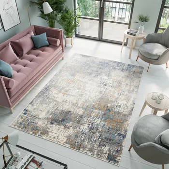 Koberec Kusový koberec Portland - abstrakt 8 - bílý/modrý Rozměr koberce: 80x150 cm