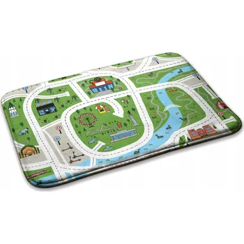 Koberec Krásný Měkký Kobereček pro Děti Mapa Města Silnice 75x45 cm