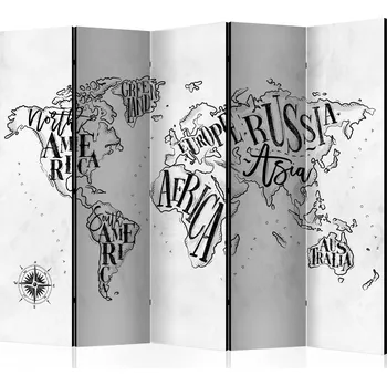 Paraván Paraván - Retro kontinenty (šedá) II Velikost: 225x172 cm, Provedení: Jednostranný
