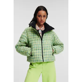 Dámská větrovka BUNDA KARL LAGERFELD BOUCLE PUFFER JACKET GREEN/YELLOW BOUCLE