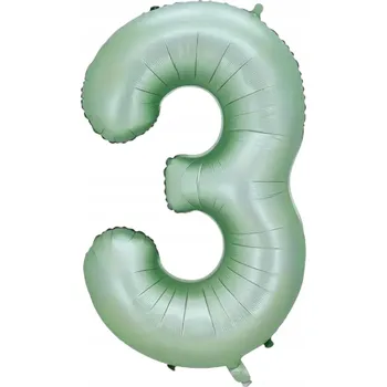 Balónek VELKÝ ZELENÝ Fóliový Balón ČÍSLICE 3 100cm PISTÁCIOVÁ zeleň PASTELOVÝ