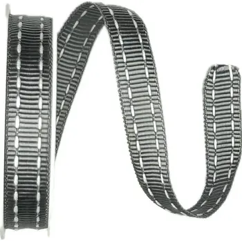Stuha Stuha rypsová BUSTER GREY prošívaná šedá 15mm x 2m (9,-Kč/m) (Stuha šedá, rypsová, oboustranná, prošívaná)