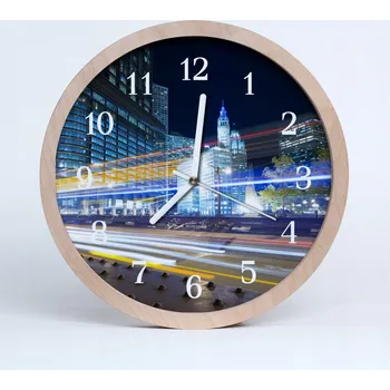 Hodiny Dřevěné nástěnné hodiny Stylové Město Ulice 25 cm