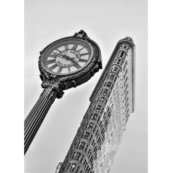 Obraz Plakát Hodiny na budově Fifth Avenue s budovou bez rámu 39,5 x 55 cm