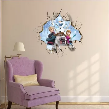 Samolepící dekorace Ledové království Samolepka na stěnu s Elsou a Olafem