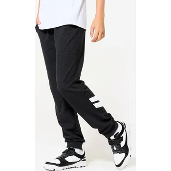 DOMYOS Dětské bavlněné tepláky 100 šedé 14 LET KAŠTANOVÁ|ČERNÁ