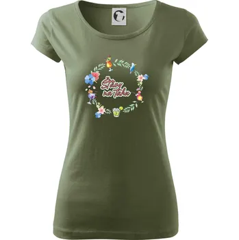 Dámské tričko Šťávy na tahu - Dámské triko Pure - S ( Khaki )