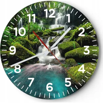 Hodiny Nástěnné hodiny do obýváku 40x40 Krajina Kulatý Skleněné hodiny Loft Tiché