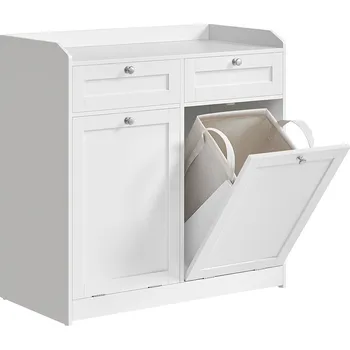 Koupelnový nábytek VASAGLE Koupelnová skříňka se dvěma koši na prádlo 40 x 78,9 x 80,2 cm bílá