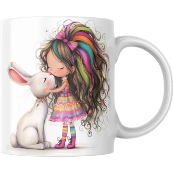 Hrnek 330ml, HOLČIČKA S KRÁLÍČKEM, cena za 1 ks