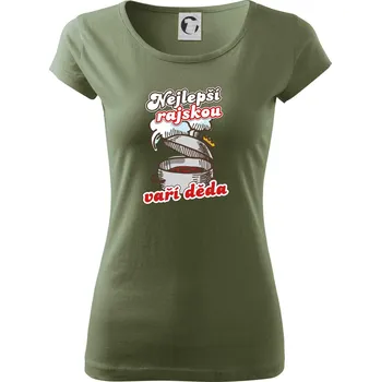 Dámské tričko Nejlepší rajskou vaří děda - Dámské triko Pure - M ( Khaki )