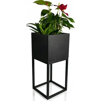 Stojan na květiny Držák Na Květináč LOFT kovový stojan na květiny, černý
