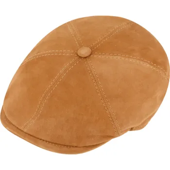 Čepice Fiebig - Headwear since 1903 Pánská kožená 6-dílná bekovka s podšívkou - béžová kožená bekovka Velikost: 61 cm (XL)