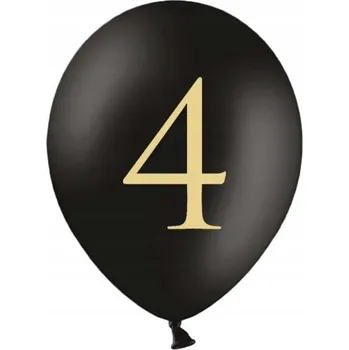 Balónek Balónky s potiskem číslice 4 černé 50 ks