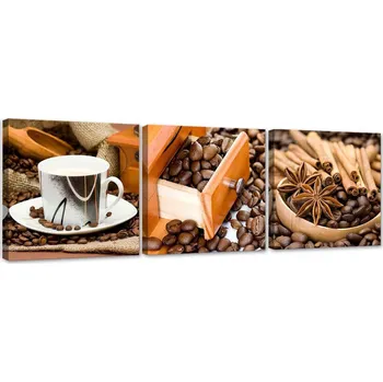 Obraz TROJDÍLNÝ OBRAZ Káva a skořice 90x30