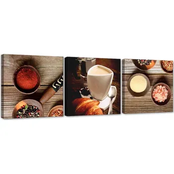 Obraz OBRAZ ZE 3 DÍLŮ Káva a koření 90x30