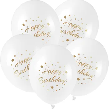 Latexové balónky bílé Happy Birthday 5 ks