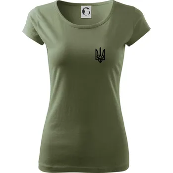 Ukrajina trojzubec prso - Dámské triko Pure - 3XL ( Khaki )