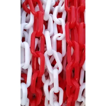 parkovací zábrana Bílo-červený plastový parkovací vymezovací řetěz (role) - průměr 0,6 cm, délka 25 m