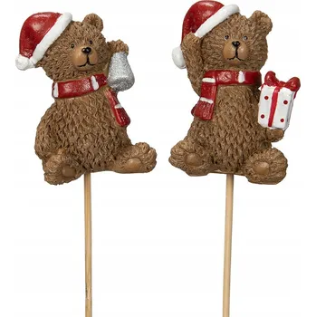 Vánoce OZDOBA do květináče VÁNOČNÍ MEDVÍDEK S ČEPICÍ MIKULÁŠE /2/