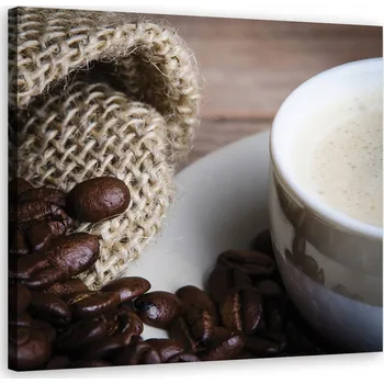Obraz OBRAZ DO KUCHYNĚ Zrna kávy a šálek 40x40