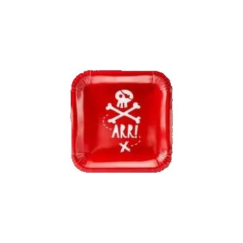 Talíř TALÍŘKY červené PIRÁTI pirátské pirát 20cm 6 Ks narozeniny