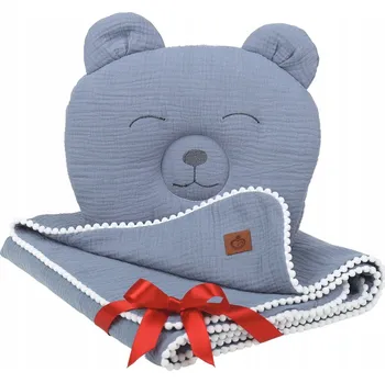 Dětská deka MUŠELÍNOVÁ DEKA + POLŠTÁŘ ZAVINOVAČKA MEDVÍDEK BABYMAM