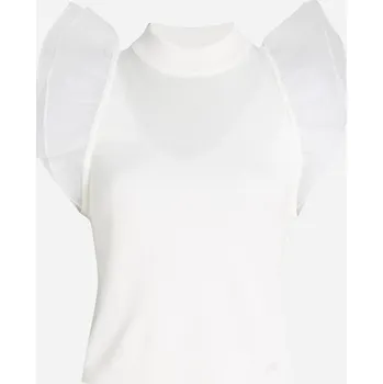 Dámský svetr SVETR KARL LAGERFELD PUFF SLEEVE TOP WHITE