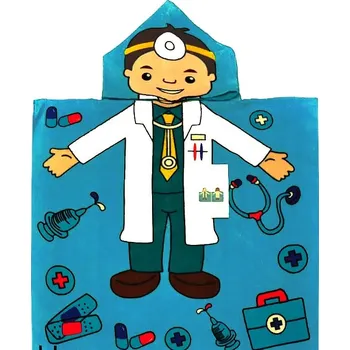 Plážový PONCHO 60x120 s kapucí pro děti, savý 100% BAVLNA