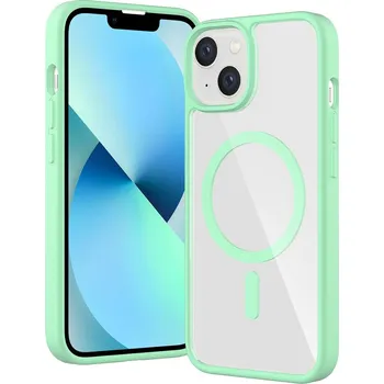 Pouzdro na mobilní telefon JP MagFit Clear MagSafe obal s N52 magnetem, iPhone 13 / 14, zelený