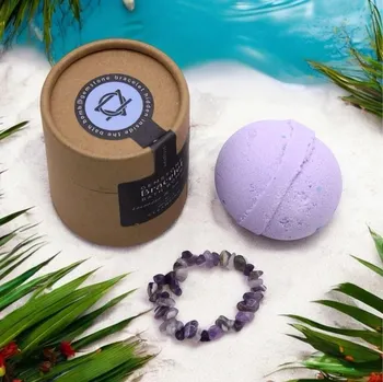 bomba do koupele Šumivá bomba do koupele s náramkem ze vzácných kamenů (Ametyst)