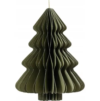 Vánoční dekorace Papírová ozdoba ve tvaru vánočního stromku STROMEČEK zelená Honeycomb 8 cm