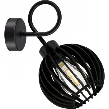 Nástěnné svítidlo Nástěnná lampa E27 pevná otočná loft černá koule dřevo černé