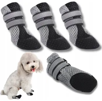 Obleček pro psa BOTY pro psa ochranné PRODYŠNÉ reflexní M černé 4 ks