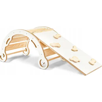 Dětská houpačka Dřevěná Houpačka Montessori - sada se skluzavkou