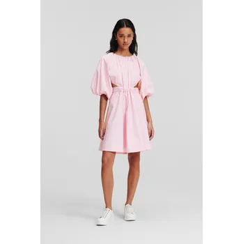 Dámské šaty ŠATY KARL LAGERFELD A-LINE PUFF SLEEVE DRESS LILAC SACHET